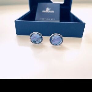 Swarovski Blue moonlight Stud Earrings with Swan sign